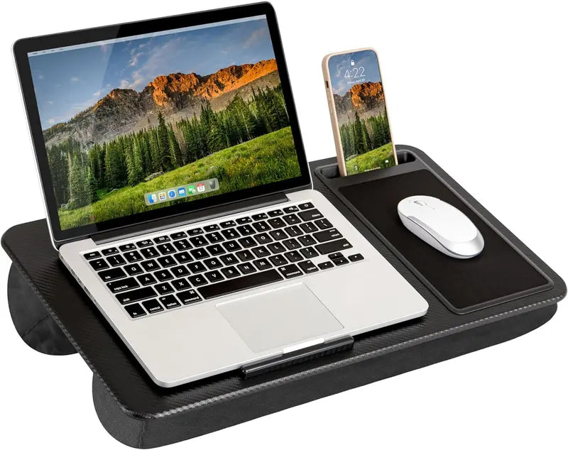 Ergonomic Lap Desk for Remote Work Featuring Integrated Mouse Pad, Cushion & Device Slot
