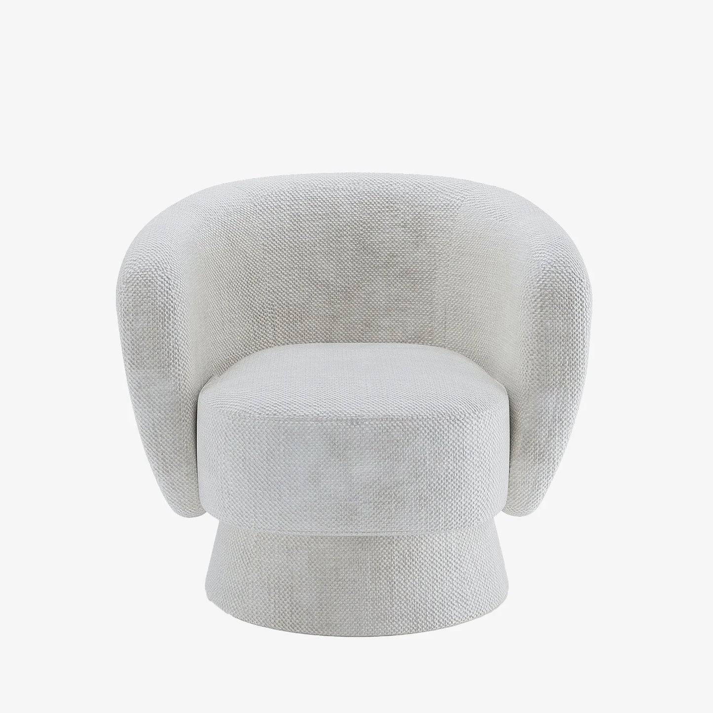 Fauteuil pivotant en tissu chenille blanc Salma