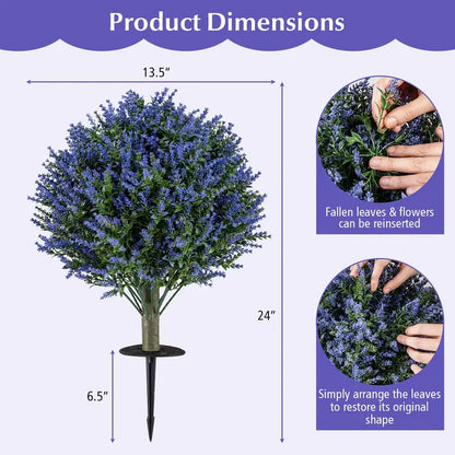 2-Pack Sun-Resistant Lavender Topiary Balls  UV-Stable Indoor/Outdoor Evergreen Decor