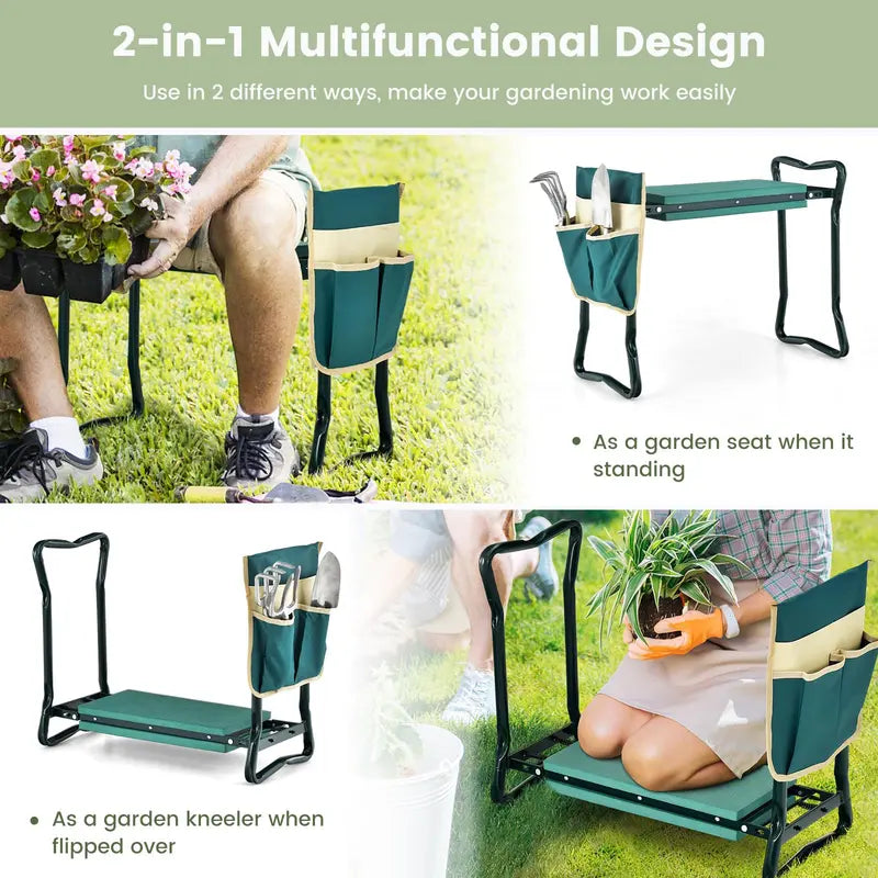 Heavy-Duty Folding Kneeler Bench  Gardening Pad with Cushioned Support