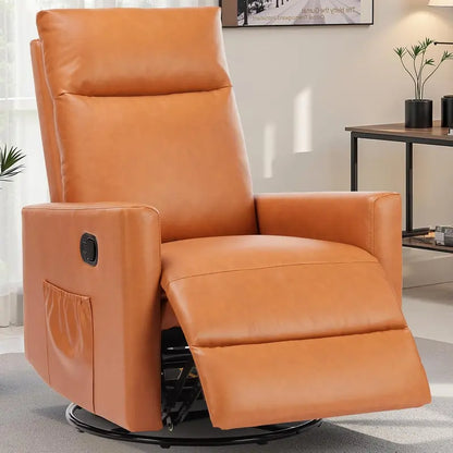 Extra-Large Swivel Rocking Recliner with Extended Footrest | High-Back Grey Upholstered Glider for Nurseries, Bedrooms, or Living Areas — Deep-Seat Comfort Design