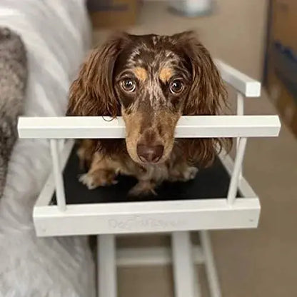 Dog Ramp for Beds  Height-Adjustable Pet Stair Alternative (up to 37″) with Safety Rails & Non-Slip Surface, Hardwood Construction, North America Made
