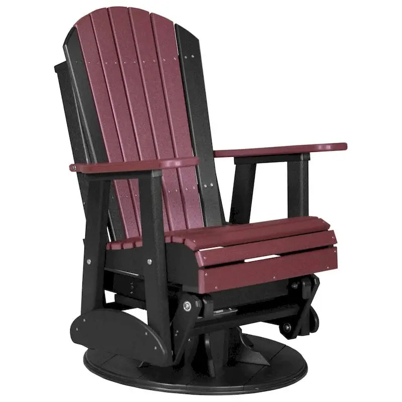 All-Weather Poly Lumber Adirondack Swivel Glider  Durable Outdoor Rocking Chair with Smooth Rotation