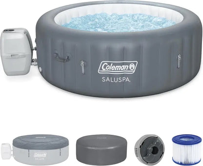 Coleman Miami Inflatable Hot Tub for 24 Users  Round, Energy-Efficient Outdoor Spa with Rapid Heat-Up