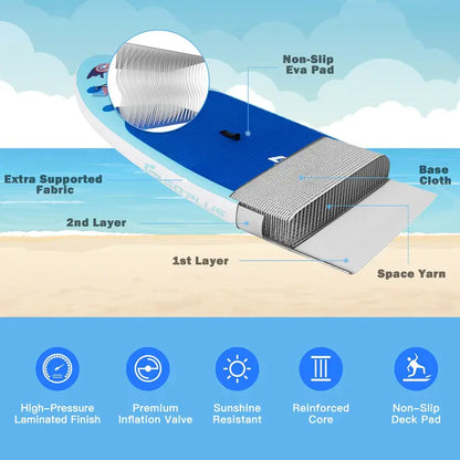 10- or 11-Foot Inflatable Stand-Up Paddle Board  Fade-Resistant Inkjet Graphic Design