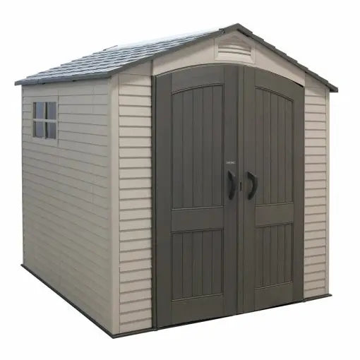 Lifetime 7 ft x 7 ft UV-Resistant Plastic Storage Shed  Skylight, Double Doors, Weatherproof Design