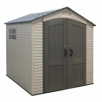 Lifetime 7 ft x 7 ft UV-Resistant Plastic Storage Shed  Skylight, Double Doors, Weatherproof Design