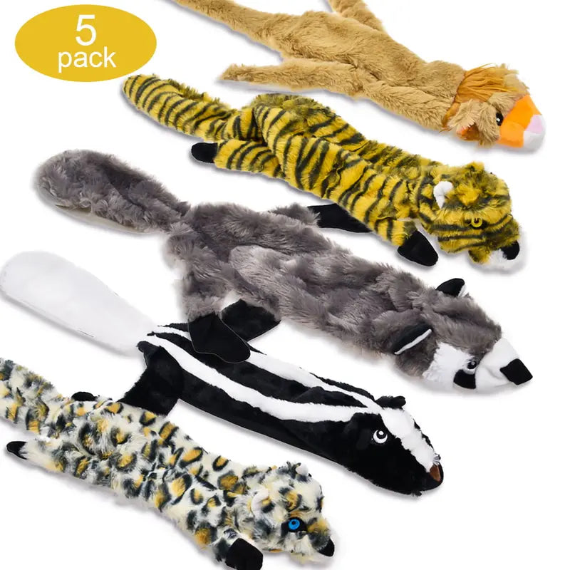 LECHONG 5 Pack No Stuffing Squeaky Dog Toy, Plush Dog Toys for Puppy, Durable Dog Chew Toys for Small Medium Large Dogs
