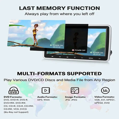 RICILAR Premium 10.5  Dual Screen Portable DVD Player for Car, Black ( 2 x DVD Player£¬Non-built-in battery )