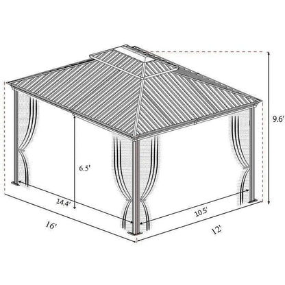 Alexander Aluminum Patio Gazebo  16 ft Wide × 12 ft Deep