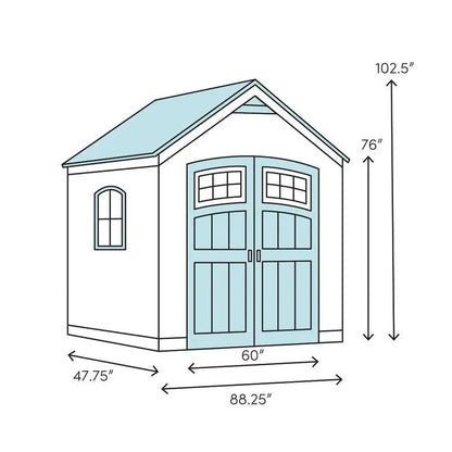 Sutton Outdoor Plastic Storage Shed  7’5″ W × 4′ D Resin Structure