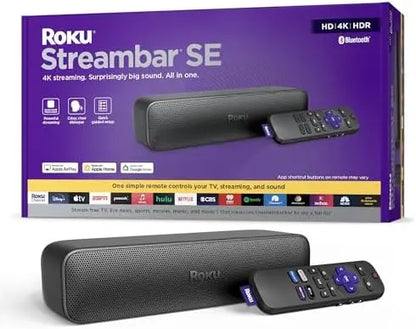 Roku Streambar SE | 2-in-1 4K/HD/HDR Soundbar & Streaming | Clear Dialogue | Easy Setup