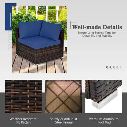 8-Piece All-Weather Rattan Patio Set  Fire Pit Table, Tank Holder, Cover, and Deck Accessories