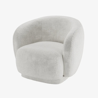 Fauteuil design demi-tonneau tissu chenille blanc Victoria