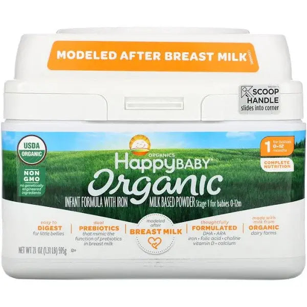 Happy Baby Organic Milk-Based Formula with Iron, Stage 1, 21 oz Pack