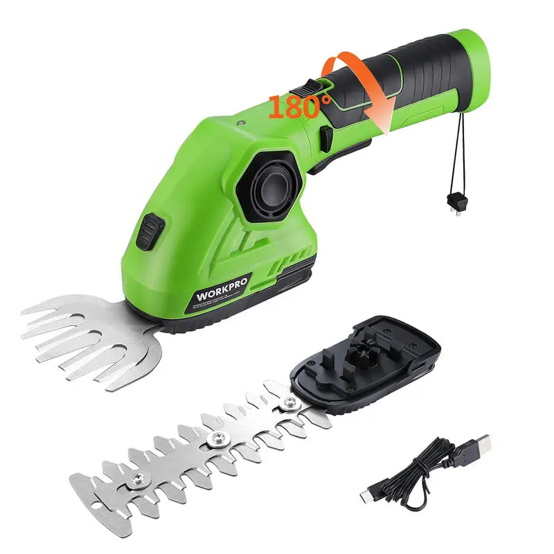 WORKPRO 7.2V Dual-Function Cordless Trimmer  Handheld Hedge Shear and Grass Trimmer in One
