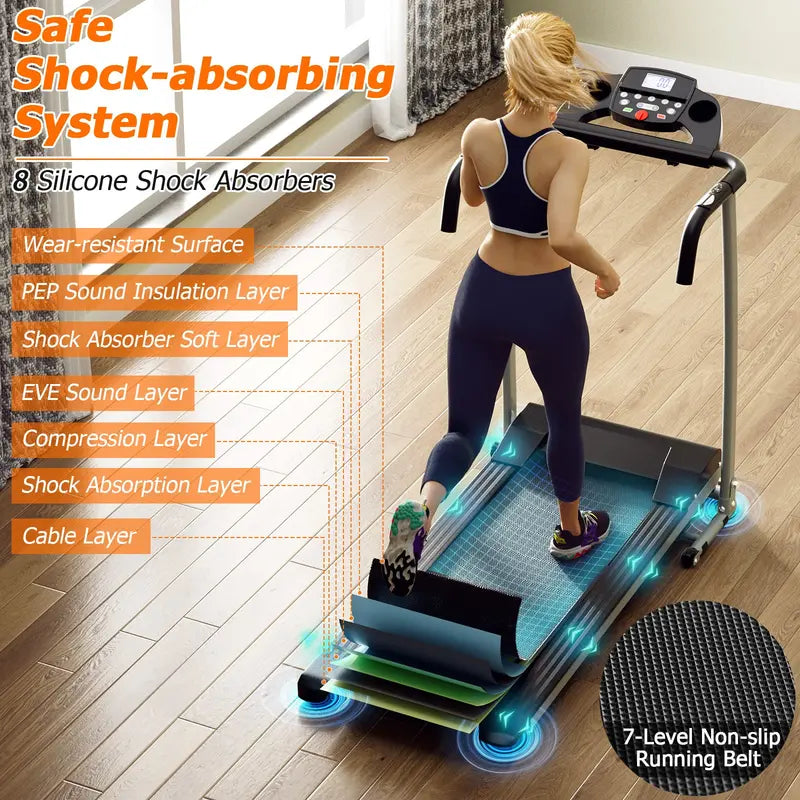 LED-Display Folding Treadmill  Home Running Machine with Phone Holder & Smooth Fold Design