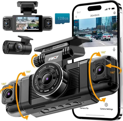 Channel 360° Surround View Dash Cam  1080P Front/Rear + Interior Left/Right Camera System