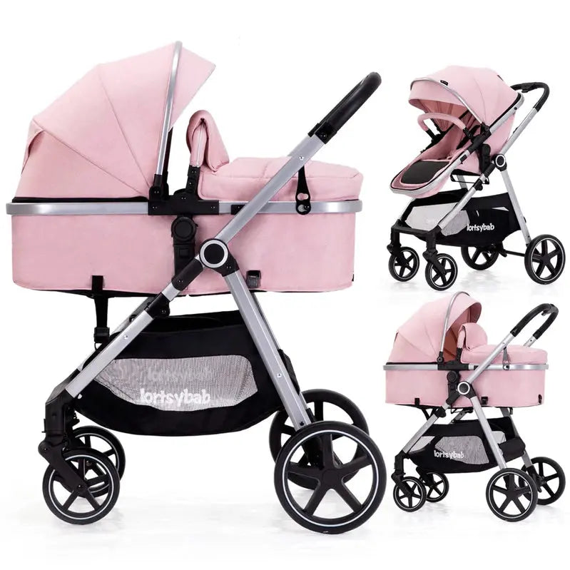 Lortsybab 2-in-1 Reversible Infant Stroller  Foldable Pram with Adjustable Seat for Newborns & Toddlers