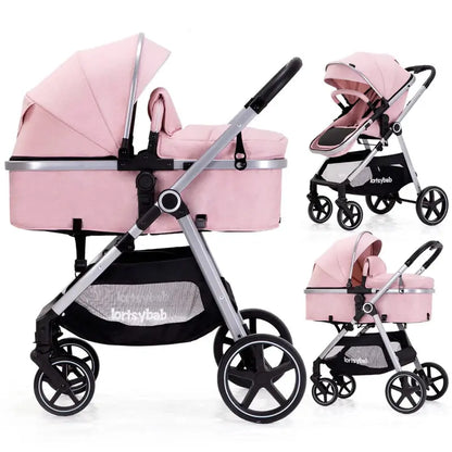 Lortsybab 2-in-1 Reversible Infant Stroller  Foldable Pram with Adjustable Seat for Newborns & Toddlers