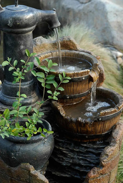 Glenville Cascading Water Fountain  Self-Contained Outdoor Water Pump Feature with Tiered Design