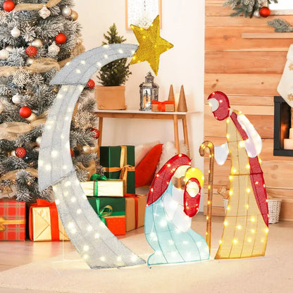 5-Foot Pre-Lit Nativity Scene Set with 140 Warm White LED Lights