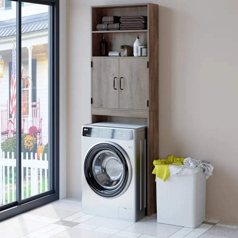 Homfa over Toilet Storage Rack, Bathroom Storage Cabinet over Toilet with 4-Tier Shelves and 2 Doors