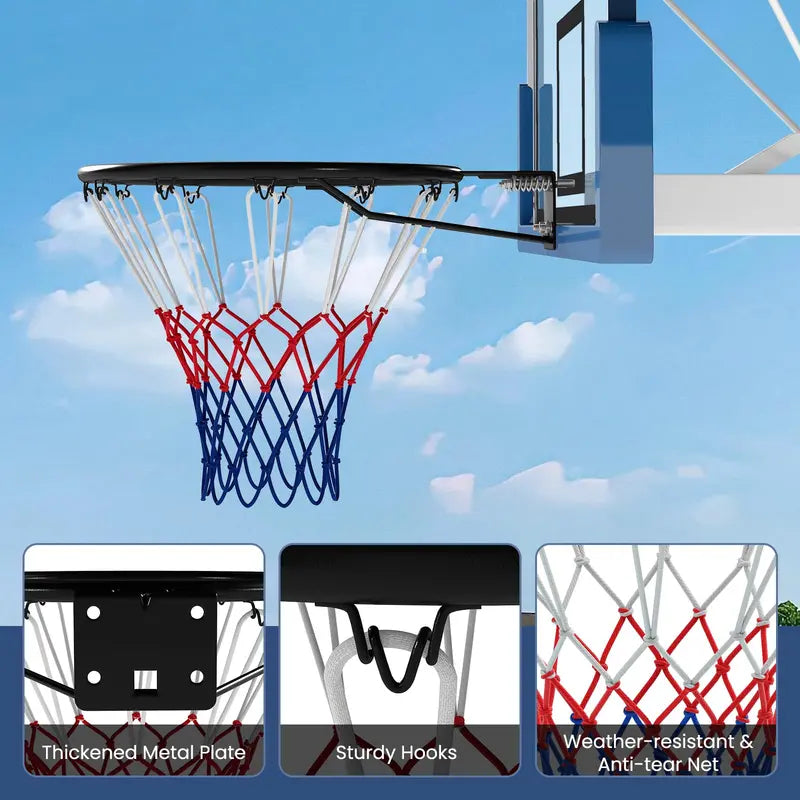 18-Inch All-Weather Replacement Basketball Rim with Dual-Spring Mechanism and Durable Net