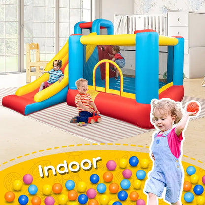 JOYMOR Bounce House Inflatable Bouncing Castle Play Center w/ Air Blower, Jump’n Slide Bouncer, Suitable for Toddler Baby and Little Kids