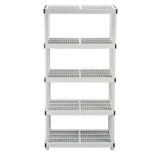 HDX 5-Tier Plastic Shelving Unit, 72″x36″x24″, 200 lbs Capacity, Gray