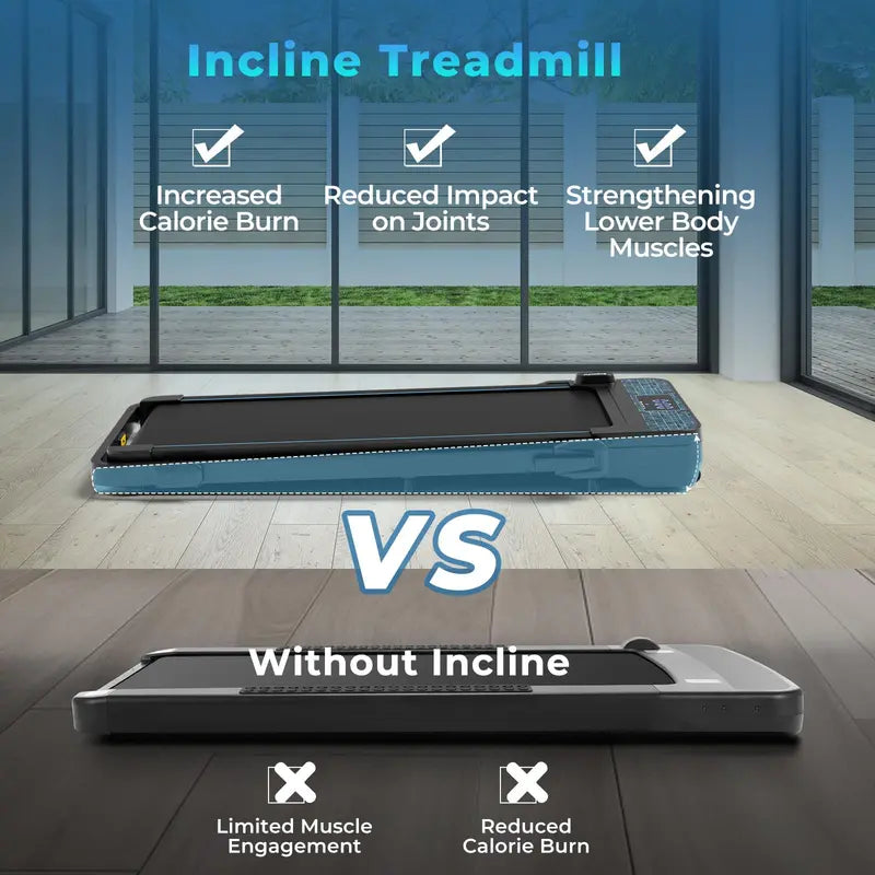 Dual-Function Folding Treadmill  300 LB Capacity Walking Pad with Handlebar, Remote & App Control, Under-Desk Design