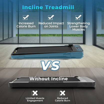 Dual-Function Folding Treadmill  300 LB Capacity Walking Pad with Handlebar, Remote & App Control, Under-Desk Design