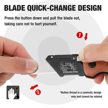WORKPRO Heavy-Duty Folding Utility Knife  Wood Handle, Durable Blade Design