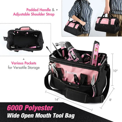 WORKPRO 157-Piece Household Tool Kit with 20V Cordless Drill Driver  Pink Ribbon Edition