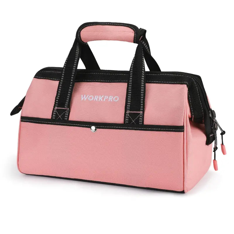 WORKPRO 13-Inch Soft Cloth Tool Bag  Lightweight Storage with Pink Ribbon Accents