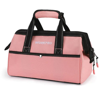 WORKPRO 13-Inch Soft Cloth Tool Bag  Lightweight Storage with Pink Ribbon Accents