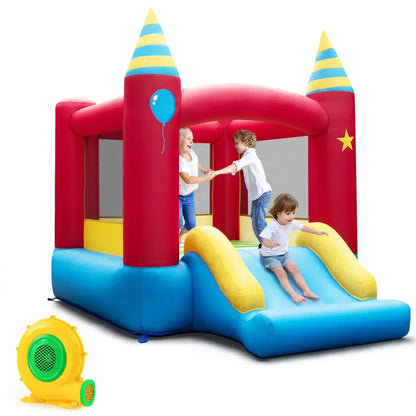 Costway Inflatable Bouncer for Kids  Indoor/Outdoor Jumping Castle with 480W High-Flow Blower & Safety Features