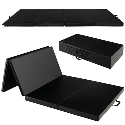 8′ x 4′ Folding Gymnastics Mat  2-Inch Thick Tumbling Pad with Carry Handles and Hook-and-Loop Closure
