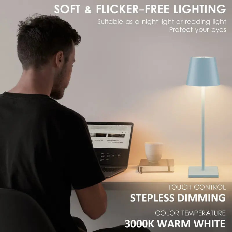 Aoceley 2 Packs Rechargeable LED Table Lamp,Outdoor Cordless Table Lamp Waterproof