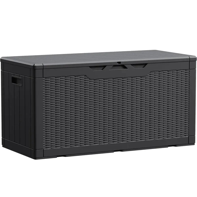 Devoko 100 Gallon Waterproof Resin Deck Box, Rattan Design, Durable Storage & Seating