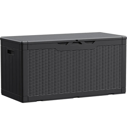 Devoko 100 Gallon Waterproof Resin Deck Box, Rattan Design, Durable Storage & Seating