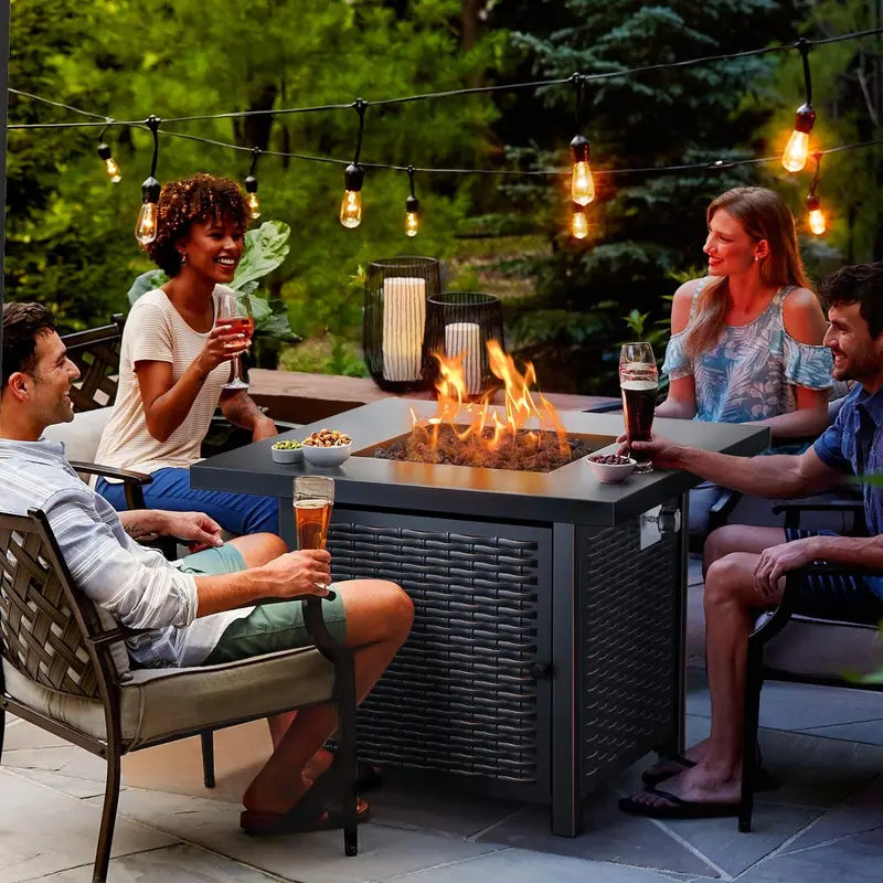 50,000 BTU Propane Fire Pit Table  Modern Gas-Powered Outdoor Heat & Ambiance