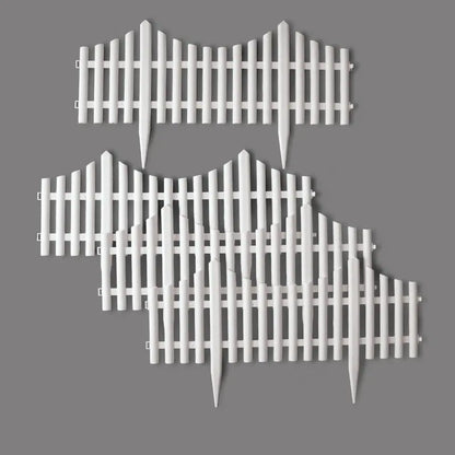 Collections Etc Flexible White Picket Fence Border for Garden, Landscape Edging, Pathways  4 Piece Set, White