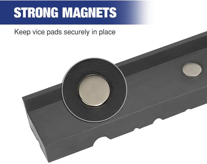 WORKPRO Magnetic Vise Jaw Pad Set  Multi-Groove & Aluminum Protectors