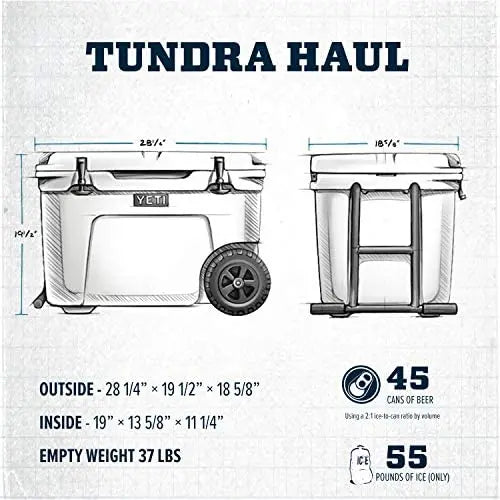 YETI Tundra Haul Wheeled Cooler  Rugged Portable Cooler with All-Terrain Wheels & Bear-Resistant Design