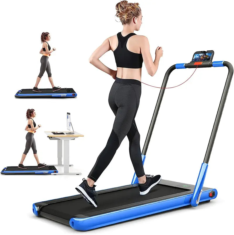 Compact Folding Under-Desk Treadmill  2.25 HP Dual-Mode Superfit Walking Machine