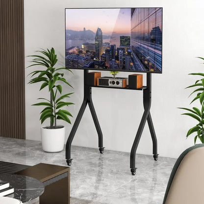 Mobile TV Stand on Casters  Adjustable Rolling Cart for 43″100″ Flat or Curved TVs (Up to 110 lbs), VESA 600×400 mm Compatible