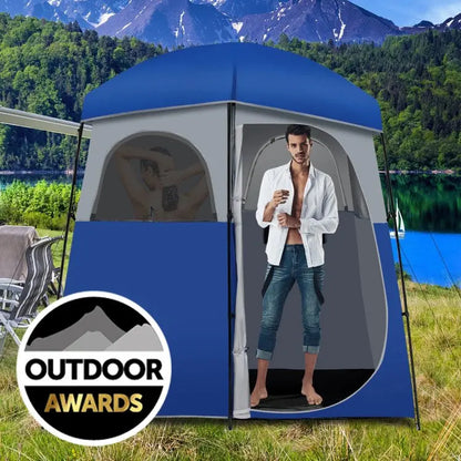 Dual-Compartment Camping Privacy Tent  Shower & Toilet Shelter with Carry Bag