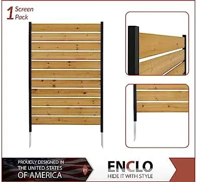 60.5in x 38.625in No-Dig Concord Cedar Privacy Screen  Hide Trash Cans & AC Units | EC18022