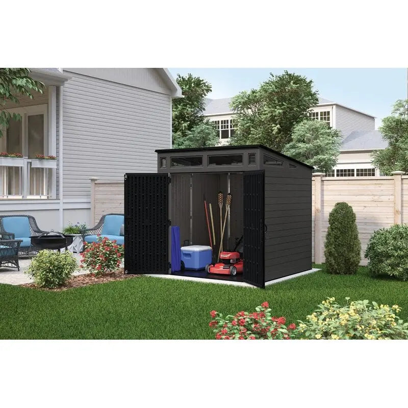 Modernist Resin Storage Shed  7.2 ft x 7.3 ft x 7.5 ft with Sleek Profile